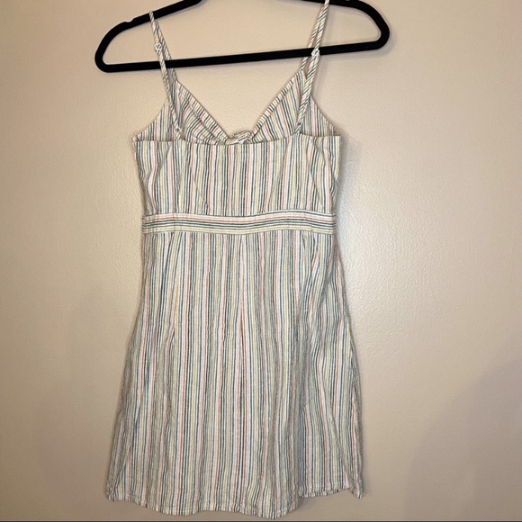 MAHINA STRIPED BUTTON DOWN SPAGHETTI STRAP DRESS WITH KNOT TIE - Picture 6 of 6